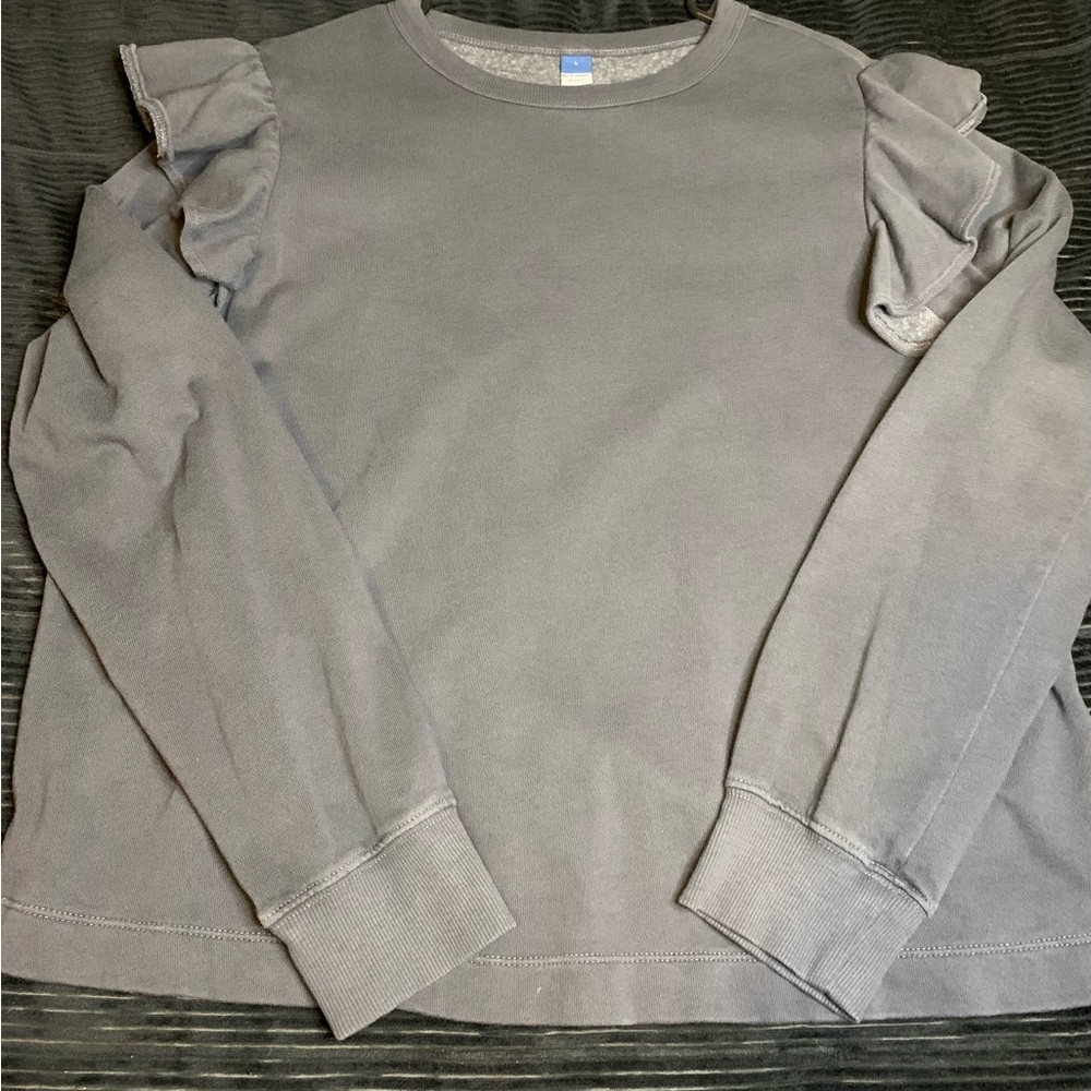 Old Navy Charcoal Long Sleeve Ruffle Top